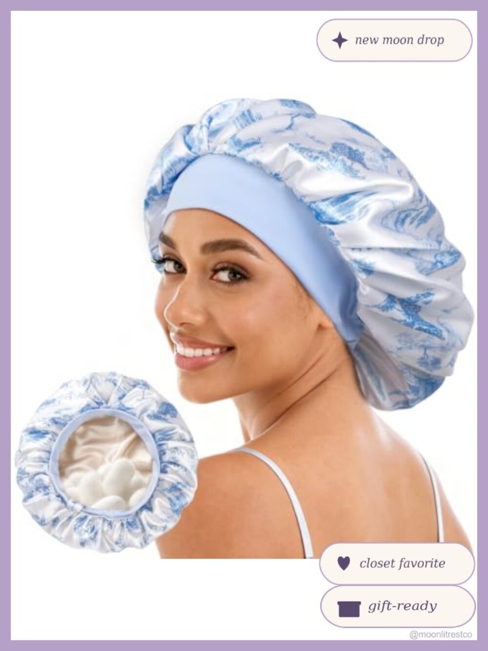 22 Momme Mulberry Silk Lined Sleep Bonnet Adjustable Hair Care
